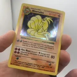 Pokemon TCG Ninetales 12/102 Base Set Holo Rare Black Flame Error Shadowless LP - Image 4