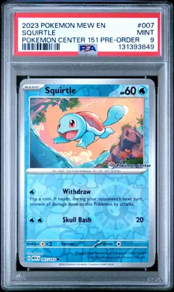 2023 POKEMON MEW EN-151 POKEMON CENTER 151 PRE-ORDER PROMO #007 SQUIRTLE PSA 9 - Image 1