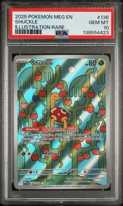 2025 POKEMON MEG EN-MEGA EVOLUTION ILLUSTRATION RARE #136 SHUCKLE PSA 10 - Image 1
