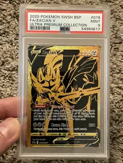 2020 Pokemon SWSH Black Star Promo #076 FA Zacian Ultra Premium Collection PSA 9 - Image 1