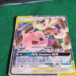 Pokemon TCG Mega Lopunny & Jigglypuff GX 165/236 Cosmic Eclipse Holo GX 240 HP … - Image 1