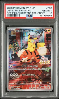 2023 POKEMON JPN SV-P PROMO #098 DETECTIVE PIKACHU PSA 10 - Image 1