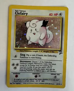 Pokemon TCG Clefairy 6/130 Base Set 2 Holo Rare LP - Image 1