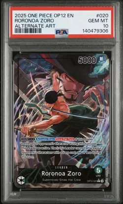 2025 ONE PIECE OP12-LEGACY OF THE MASTER ALTERNATE ART #020 RORONOA ZORO PSA 10 - Image 1