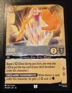 Zeus - Missing His Spark 193/204 Uncommon Whispers In The Well Disney Lorcana - Image 1