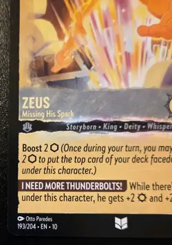 Zeus - Missing His Spark 193/204 Uncommon Whispers In The Well Disney Lorcana - Image 4