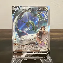 Pokemon Rayquaza v Evolving Skies Holo Card 194/203 Ultra Rare Full Art Alt Art - Image 1