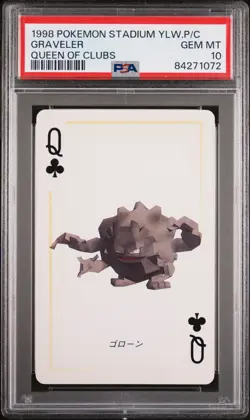 Pokemon Stadium Yellow Graveler Queen of Clubs Playing Cards PSA 10 GEM MINT - Image 1
