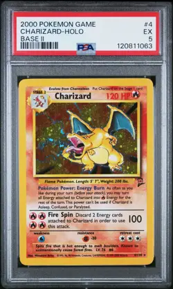 AUTHENTIC 2000 POKEMON GAME BASE II SET EX CHARIZARD HOLO #4 PSA 5 GRADED USA - Image 1