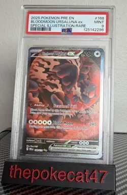 2025 Pokemon Pre En-Prismatic Evolutions SIR Bloodmoon Ursaluna Ex #168 PSA 9 - Image 1