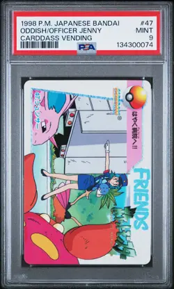 1998 POKEMON JPN BANDAI CARDDASS VENDING #47 ODDISH/OFFICER JENNY PSA 9 - Image 1