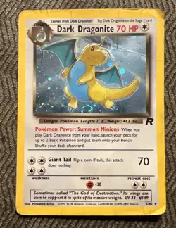 Dark Dragonite Holo Rare 5/82 Pokemon Team Rocket English WOTC SWIRL HP/Damaged - Image 1