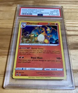 2020 POKEMON SWORD & SHIELD VIVID VOLTAGE CRACKED ICE #025 CHARIZARD-HOLO PSA 10 - Image 1