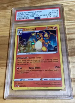 2020 POKEMON SWORD & SHIELD VIVID VOLTAGE CRACKED ICE #025 CHARIZARD-HOLO PSA 10 - Image 2