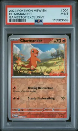 2023 POKEMON MEW EN-151 GAMESTOP EXCLUSIVE #004 CHARMANDER PSA 9 - Image 1