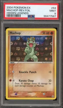Pokemon Machop EX Hidden Legends Reverse Holo #64 PSA 9 Mint - Image 1