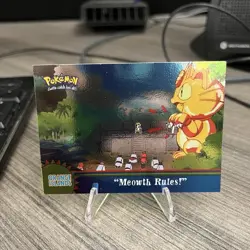 2000 Pokemon Topps TV Animation Series 3 Meowth Rules Blue Label Foil - Image 1