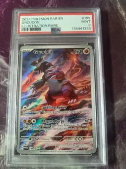 Pokemon TCG Sv04: Paradox Rift Groudon Holo Illustration Card 199/182 PSA 9 - Image 1