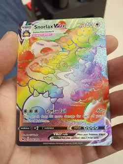 Pokemon TCG Snorlax VMAX Holo Secret Rare Card Sword & Shield Base Set 206/202 - Image 1