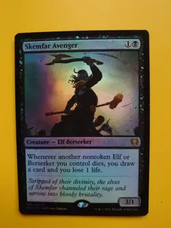 MTG Card. Skemfar Avenger KHM Elf Berserker rare Black Foil as pictured - Image 1