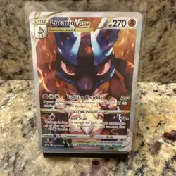 Lucario Vstar Promo illustration Pokemon card with sleeve 270 HP - Image 1