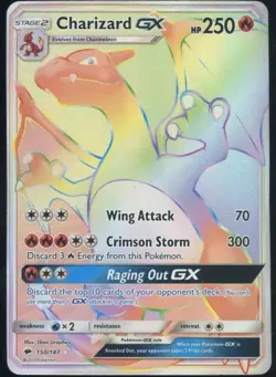 Pokemon Charizard GX 150/147 SM-Burning Shadows Rainbow Rare Holo English Card - Image 1
