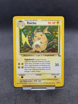 Raichu 14/62 Holo Fossil Set Pokemon Card WOTC Played - Image 1