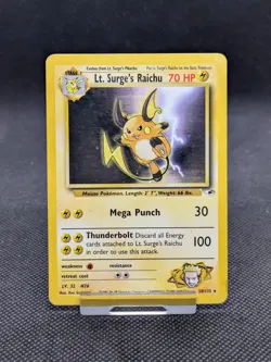 Pokemon Lt. Surges Raichu Card 28/132 Gym Heroes WOTC Played - Image 1
