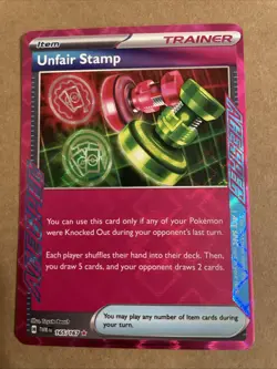 Pokemon TCG Twilight Masquerade Ace Spec Rare Holo Card Unfair Stamp #165/167 NM - Image 1
