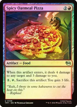 NM Foil Spicy Oatmeal Pizza, MTG, TMNT, Magic the Gathering, 109 - Image 1