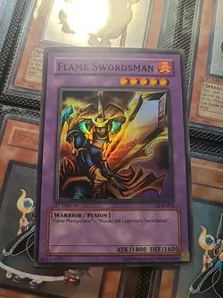 Yugioh Flame Swordsman LOB-003 1st Edition North American Wavy Print - Image 1