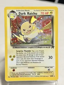 Pokemon Dark Raichu Team Rocket Secret Rare Holo Card 83/82 2000 Wizards - Image 1