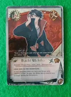 Naruto TCG CCG Itachi Uchiha Card Super Rare ,crease. Moderately Played. - Image 1