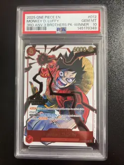 2025 One Piece Monkey.D.Luffy 3rd Anv. Event Winner Prize Promo ST01-012 PSA 10 - Image 1