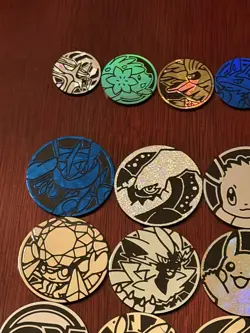 Pokemon TCG Coins Lot of 64 coins, includes Rare Mid-era Silver Dialga Coin - Image 5