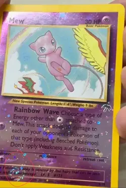 🌀SWIRL Pokemon Mew 01/18 Southern Islands Promo Reverse Holo Rainbow Wave 2001 - Image 3