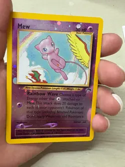 🌀SWIRL Pokemon Mew 01/18 Southern Islands Promo Reverse Holo Rainbow Wave 2001 - Image 4