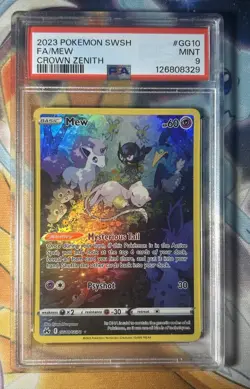 2023 Pokemon Crown Zenith Mew Full Art GG10 Galarian Gallery PSA 9 Mint - Image 1