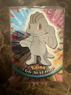 Machop #66 Textured Holo Foil 1999 Topps Pokemon TV Animation Edition - Image 1