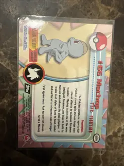 Machop #66 Textured Holo Foil 1999 Topps Pokemon TV Animation Edition - Image 2