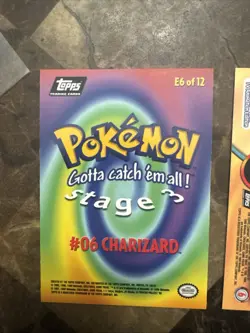 1999 Topps Pokemon TCG Charizard #06 Non-Holo TV Series 1 Blue Logo AND E6-12 - Image 3