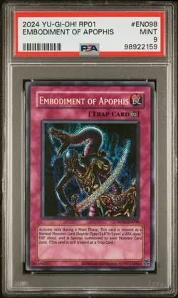 Yugioh PSA 9 EMBODIMENT OF APOPHIS RP01-EN098 SECRET RARE 2024 REPRINT - Image 1