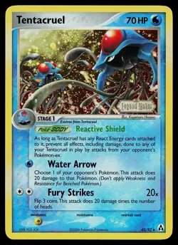 Pokemon Card - Tentacruel Legend Maker 45/92 Uncommon Reverse Holo Stamped - Image 1
