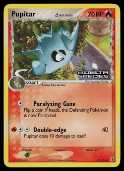 Pokemon Card - Pupitar Delta Species 51/113 Uncommon Reverse Holo STAMPED - Image 1