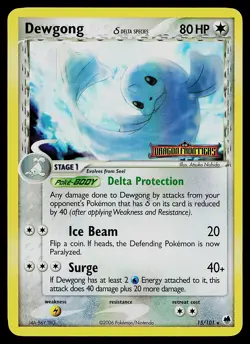 Pokemon Card - Dewgong Dragon Frontiers 15/101 Rare Reverse Holo Stamped - Image 1