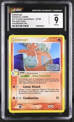 CGC 9 Camerupt 2006 EX Crystal Guardians 3/100 Reverse Holo STAMPED Pokemon Card - Image 1