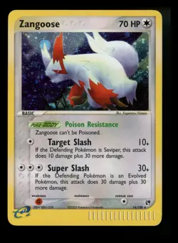 Zangoose 14/100 EX Sandstorm 2003 Rare SWIRL Holo e-Series Pokemon Card TCG - Image 1
