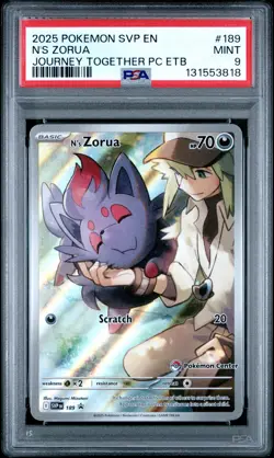 2025 POKEMON SVP EN-SV BLACK STAR PROMO #189 N'S ZORUA PSA 9 - Image 1