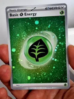 Grass Basic Energy HOLO Pokemon 151 Card~4 SWIRL~NM - Image 1