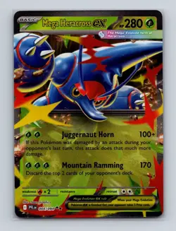 Mega Heracross ex 004 2025 Pokemon Phantasmal Flames Double Rare Card NM+ (a) - Image 1